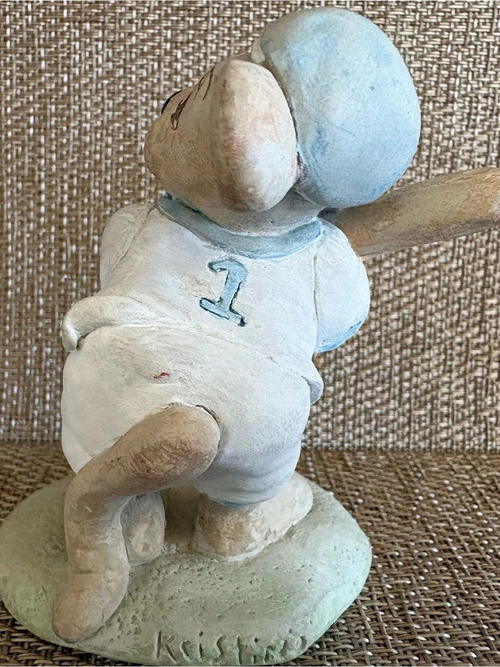 ⁠Dreamsicles Teddy Bear Batter Up Baseball Figurine Cast Iron Home Plate 1996